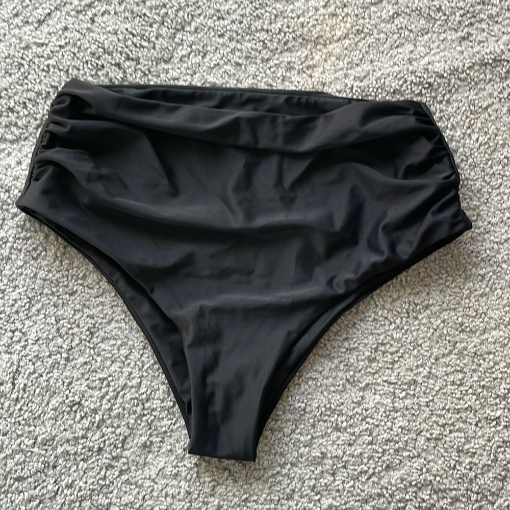 Black high waist Brazilian cut swim bottoms